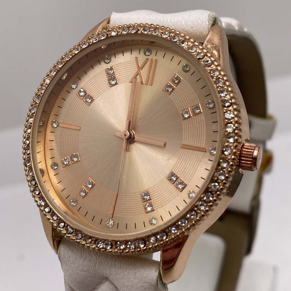 Womens White Leather Watch New Battery